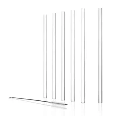 6 Glas-Trinkhalme & Bürste | Stölzle Lausitz | Klar - 23 cm