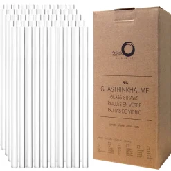 50 Glas-Trinkhalme | Stölzle Lausitz | Klar - 15 cm