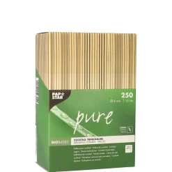Bio Cocktail-Strohhalm aus Stroh | Ø 4 mm x 15 cm - Papstar Pure (250 Stk)