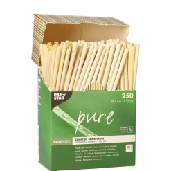 Bio Cocktail-Strohhalm aus Stroh | Ø 4 mm x 15 cm - Papstar Pure (250 Stk)