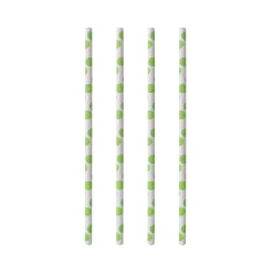 Cocktail Papierstrohhalm | Grüne Punkte - Ø 6 mm x 20 cm - Papstar Pure (100 Stk)