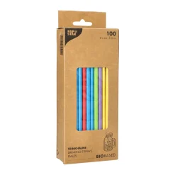 Cocktail Papierstrohhalm | Bunt - Ø 6 mm x 20 cm - Papstar Pure (100 Stk)