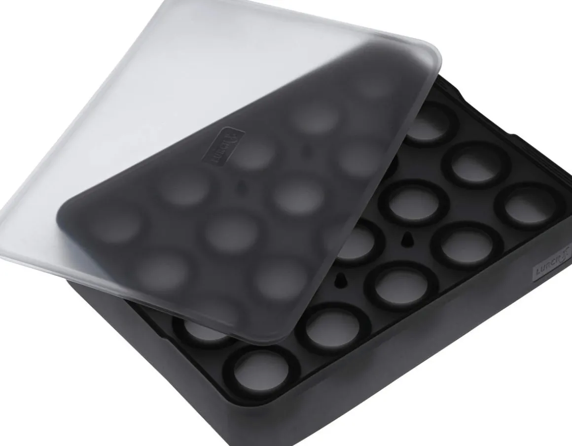 Eiswürfelform mit Deckel – Platin Silikon – Kugeln | 20 x 3 cm