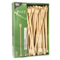 Getränke-Quirle "Crown" | Bambus - 20 cm - Papstar Pure (100 Stk)