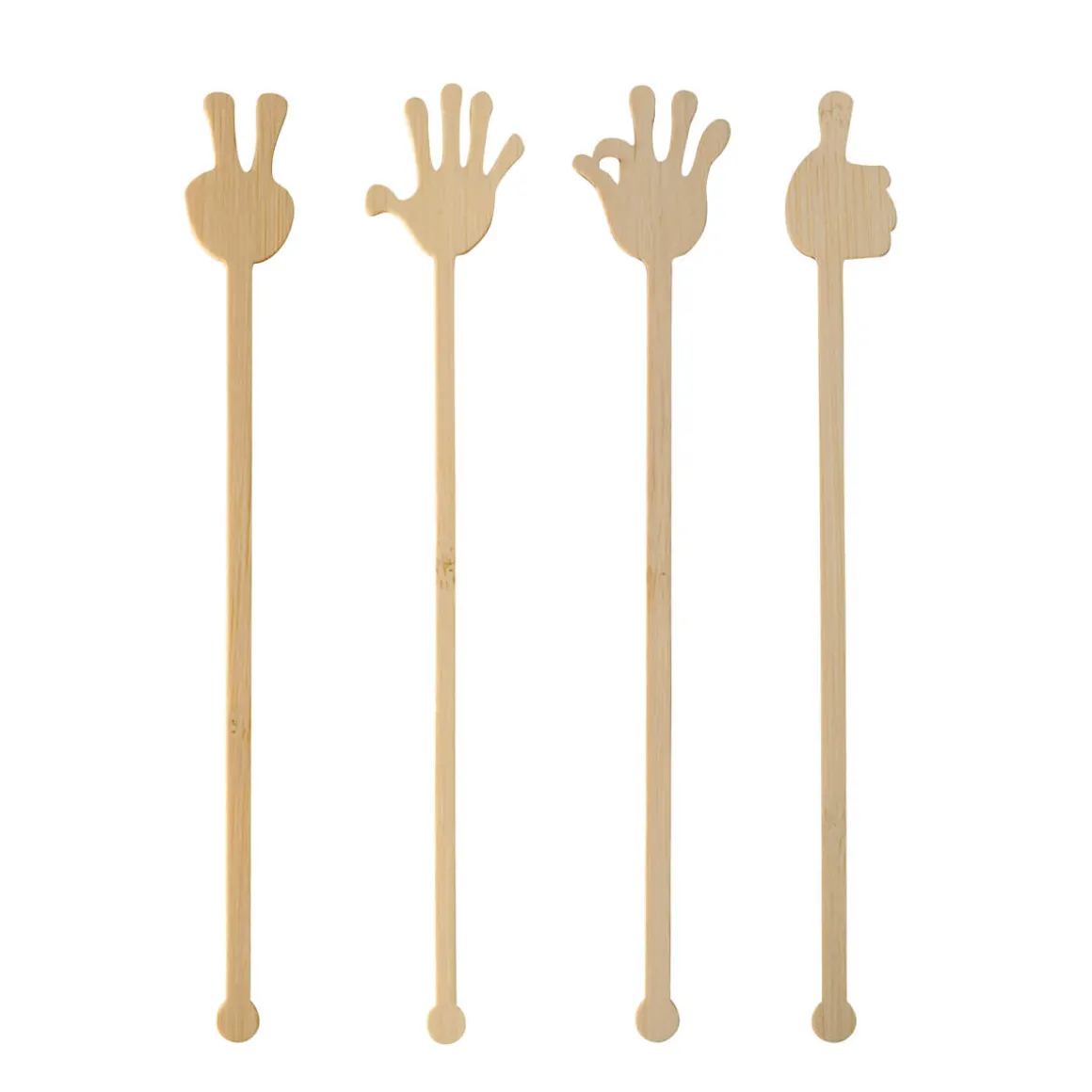 Getränke-Quirle "Hands" | Bambus - 21 cm - Papstar Pure (100 Stk)