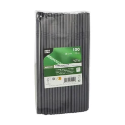 Papierstrohhalm biegbar | Schwarz - Ø 6 mm x 22 cm - Papstar Pure (100 Stk)