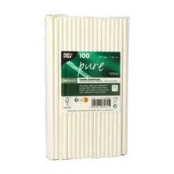 Papierstrohhalm biegbar | Weiß - Ø 6 mm x 22 cm - Papstar Pure (100 Stk)