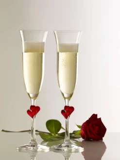 Sektglas L'amour - rote Herzen | Stölzle Lausitz | 2 Stück