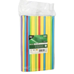 Shake Papier-Trinkhalm | Bunt - Ø 8 mm x 25 cm - Papstar Pure (100 Stk)