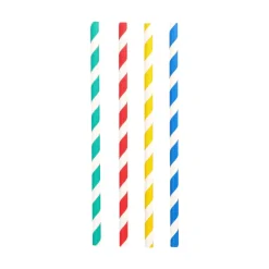 Shake Papier-Trinkhalm | Gestreift - Ø 8 mm x 21 cm - Papstar Pure (100 Stk)