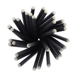 Shake Papier-Trinkhalm | Schwarz - Ø 10 mm x 21 cm - Papstar Pure (100 Stk)