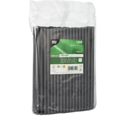 Shake Papier-Trinkhalm | Schwarz - Ø 8 mm x 21 cm - Papstar Pure (100 Stk)