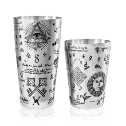 Tin-in-Tin Cocktail Shaker - Kenko Tattoo | Alchemy verziert